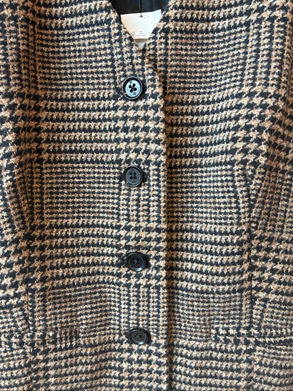 Banana Republic Brown and Black Classic Wool Blend Button Vest, 12 - Picture 3 of 6
